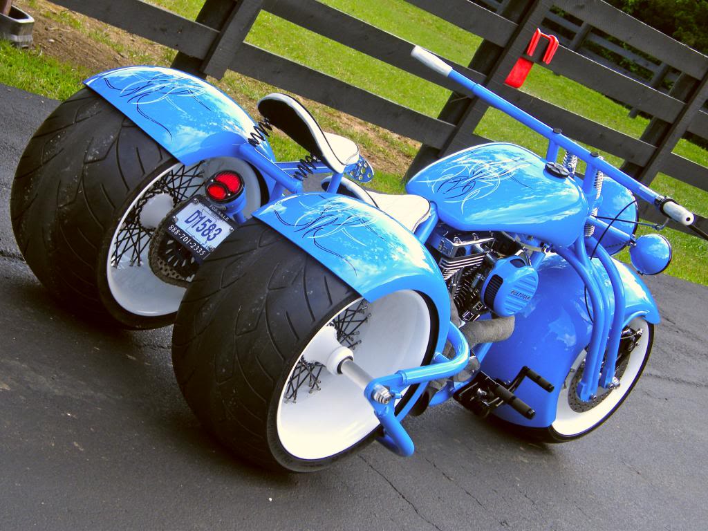 what type of motor bike has a wide rear wheel