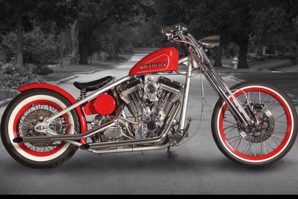New Custom Red, Springer Front End, Rigid Bobber style Motorcycle