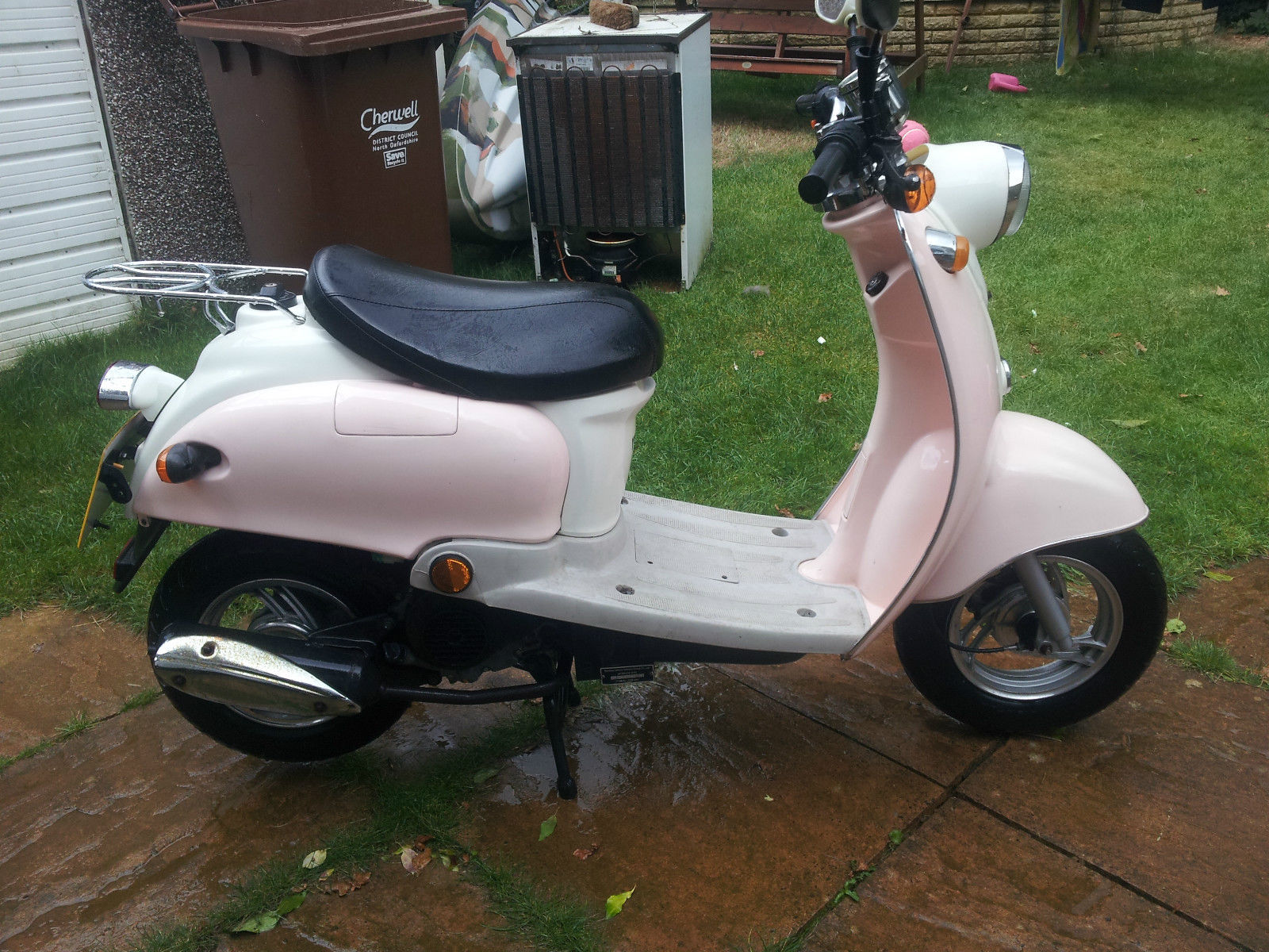 Pink moped